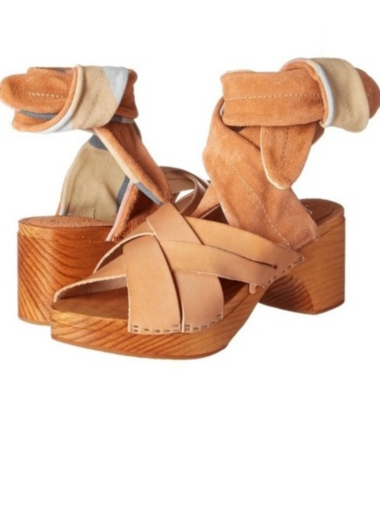 Free People Shoes - Free People Emmy Wrap Clogs 
Tan Suede & Leather Platform Sandals